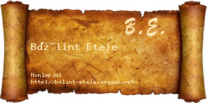 Bálint Etele névjegykártya