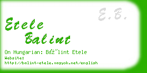 etele balint business card